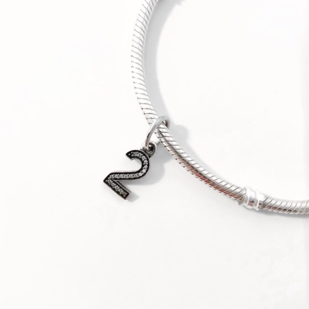 Pandora Number 2 Cubic Zirconium Dangle Charm